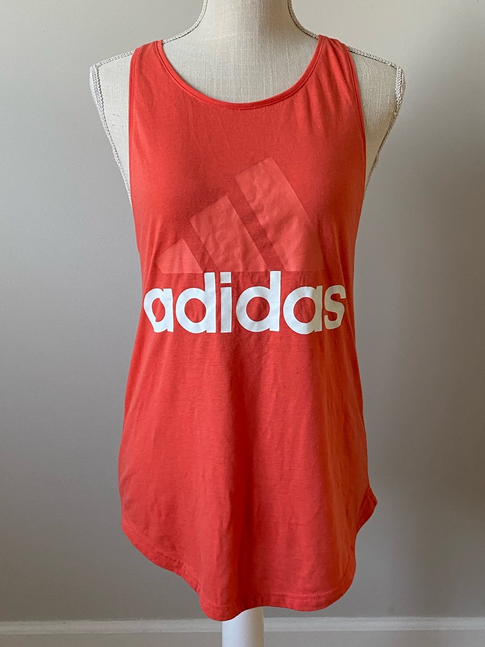 Adidas Logo Orange Scoop Tank Top